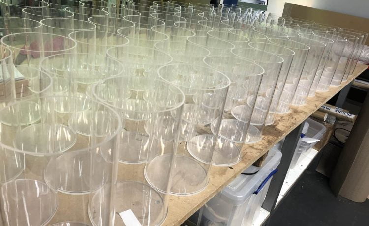 Fabrciated acrylic tube with bonded bases