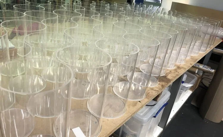 Fabrciated acrylic tube with bonded bases